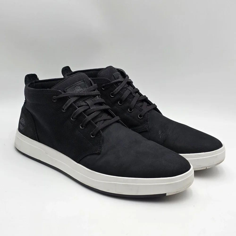Timberland Mens Davis Square Chukka Black Nubuck Shoes Sneakers Size‎ 11.5 US